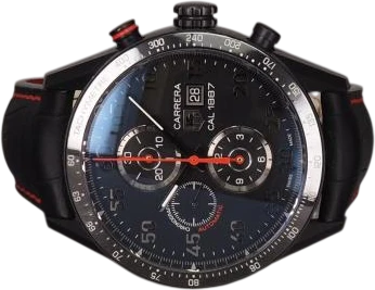 Title: Carrera Cal 1887 - CAR2A80
Brand: Tag Heuer
Model: Chronograph Calibre 1887
Ref: CAR2A80
Category: Racing
Diameter: 43mm
Functions: Kronograf, Dato
Year: 2016
Price: 22000
Condition: 8.0
Dial Color: Sort
Strap: Læder
Case material: Titanium
Gender: Herre
Match: 100.0%
Billedet er ejet af Chrono (101222) Et Tag Heuer ur