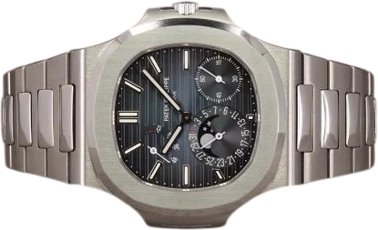 Title: Nautilus 5712/1A-001
Brand: Patek Philippe
Model: Nautilus Moon Phase
Ref: 5712/1A-001
Category: Sport
Diameter: 40mm
Functions: Dato, Månefase
Year: 2015
Price: 710000
Condition: 9.0
Dial Color: Blå
Strap: Metal
Case material: Stål
Gender: Herre
Match: 100.0%
Billedet er ejet af Chrono (125654) Et Patek Philippe ur
