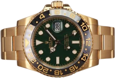 Titel: GMT-Master II Money Dial - 116718LN
Mærke: Rolex
Model: GMT-Master II 18K
Ref.: 116718LN
Årgang: 2011
Tilbehør: Boks og Papirer
Stand: 8.0 (Brugt)
Pris: 260.000 kr.
Diameter: 40mm
Funktioner: GMT, Dato
Skivefarve: Grøn
Rem: Metal
Kassemateriale: Guld
Kategori: Pilot
Køn: Herre
Match: 100.0%
Billedet ejes af Chrono (1015060) Et Rolex ur