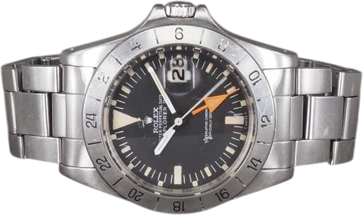 Title: Explorer II 1655 Straight Hand - DK sæt
Brand: Rolex
Model: Explorer II Straight Hand Mk1
Ref: 1655
Category: Sport
Diameter: 40mm
Functions: Dato, GMT
Year: 1973
Price: 165000
Condition: 7.0
Dial Color: Sort
Strap: Metal
Case material: Stål
Gender: Herre
Match: 100.0%
Billedet er ejet af Chrono (101361) Et Rolex ur