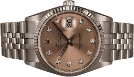 Titel: Datejust 16234 - Diamant - New Old Stock (Nyhed)
Mærke: Rolex
Model: Datejust
Ref.: 16234
Årgang: 2003
Tilbehør: Papirer
Stand: 10.0 (Nyt)
Pris: 58.000 kr.
Diameter: 36mm
Funktioner: Dato
Skivefarve: Brun
Rem: Metal
Kassemateriale: Stål
Kategori: Dress
Køn: Unisex
Match: 100.0%
Billedet ejes af Chrono (1209177) Et Rolex ur