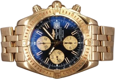 Title: Chronomat Evolution K13356 - 18K
Brand: Breitling
Model: Chronomat Evolution Chronograph 18K
Ref: K13356
Category: Pilot
Diameter: 43mm
Functions: Dato, Kronograf
Year: 2011
Price: 188000
Condition: 8.0
Dial Color: Sort
Strap: Metal
Case material: Guld
Gender: Herre
Match: 100.0%
Billedet er ejet af Chrono (135064) Et Breitling ur