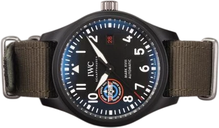 Title: Pilots Top Gun Mark XVIII - IW324712
Brand: IWC
Model: Top Gun Mark XVIII
Ref: IW324712
Category: Pilot
Diameter: 40mm
Functions: Dato
Year: 2022
Price: 38000
Condition: 8.0
Dial Color: Sort
Strap: Andet
Case material: Andet
Gender: Herre
Match: 100.0%
Billedet er ejet af Chrono (445453) Et IWC ur