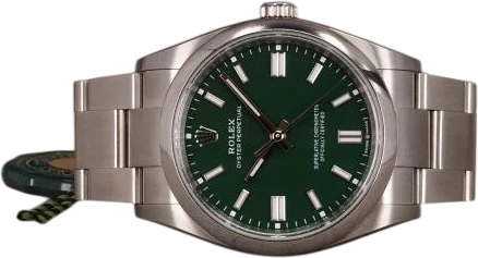 Title: Oyster Perpetual 36 126000 - Ubrugt (New)
Brand: Rolex
Model: Oyster Perpetual
Ref: 126000
Category: Dress
Diameter: 36mm
Functions:
Year: 2025
Price: 61000
Condition: 10.0
Dial Color: Grøn
Strap: Metal
Case material: Stål
Gender: Herre
Match: 100.0%
Billedet er ejet af Chrono (927912) Et Rolex ur
