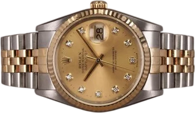 Title: Datejust G/S 16233 - Diamant skive (New)
Brand: Rolex
Model: Datejust G/S Diamant
Ref: 16233
Category: Dress
Diameter: 36mm
Functions: Dato
Year: 1999
Price: 54000
Condition: 9.0
Dial Color: Gul
Strap: Metal
Case material: Stål
Gender: Herre
Match: 100.0%
Billedet er ejet af Chrono (915258) Et Rolex ur