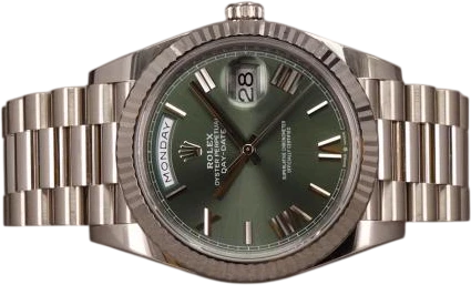 Title: Day-Date 40 WG 228239 - 8/2021
Brand: Rolex
Model: Day-Date WG
Ref: 228239
Category: Dress
Diameter: 40mm
Functions: Dato, Ugedag
Year: 2020
Price: 280000
Condition: 8.0
Dial Color: Grøn
Strap: Metal
Case material: Guld
Gender: Herre
Match: 100.0%
Billedet er ejet af Chrono (731091) Et Rolex ur