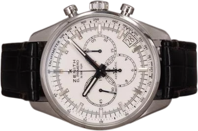 Title: Chronomaster El Primero (New)
Brand: Zenith
Model: Chronomaster El Primero
Ref: 03.2080.400/01.C494
Category: Racing
Diameter: 42mm
Functions: Kronograf, Dato
Year:
Price: 34000
Condition: 8.0
Dial Color: Hvid
Strap: Læder
Case material: Stål
Gender: Herre
Match: 100.0%
Billedet er ejet af Chrono (794993) Et Zenith ur