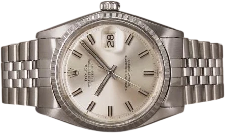 Titel: Datejust "Wide Boy" 1603 - 2026 service (Nyhed)
Mærke: Rolex
Model: Datejust "Wide Boy"
Ref.: 1603
Årgang: 1970
Tilbehør:
Stand: 8.0 (Brugt)
Pris: 36.000 kr.
Diameter: 36mm
Funktioner: Dato
Skivefarve: Sølv
Rem: Metal
Kassemateriale: Stål
Kategori: Dress
Køn: Unisex
Match: 100.0%
Billedet ejes af Chrono (1230464) Et Rolex ur