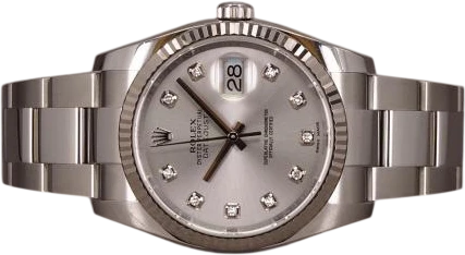 Title: Datejust 116234 Diamant - 8/2018 (New)
Brand: Rolex
Model: Datejust
Ref: 116234
Category: Dress
Diameter: 36mm
Functions: Dato
Year: 2018
Price: 66000
Condition: 8.0
Dial Color: Grå
Strap: Metal
Case material: Stål
Gender: Herre
Match: 100.0%
Billedet er ejet af Chrono (766058) Et Rolex ur
