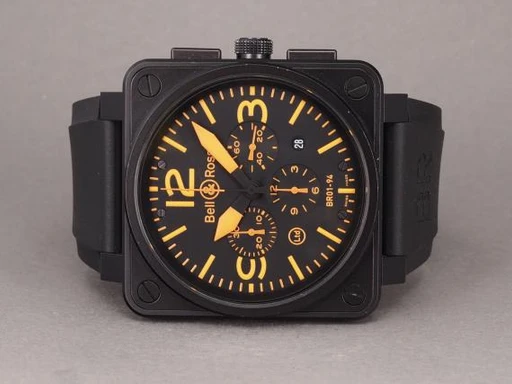 Title: Chronograph Ltd.
Brand: Bell & Ross
Model: Chronograph Limited Edition
Ref: BR 01-94-S0
Category: Racing
Diameter: 46mm
Functions: Kronograf, Dato
Year: null
Price: 21000
Condition: undefined
Dial Color: Sort
Strap: Gummi
Case material: Stål
Gender: Herre
Match: 100.0%
Billedet er ejet af Chrono (101016) Et Bell & Ross ur