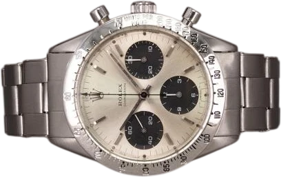 Title: Cosmograph 6239
Brand: Rolex
Model: Cosmograph
Ref: 6239
Category: Racing
Diameter: 37mm
Functions: Kronograf
Year: 1966
Price: 310000
Condition: 7.0
Dial Color: Sølv
Strap: Metal
Case material: Stål
Gender: Herre
Match: 100.0%
Billedet er ejet af Chrono (101017) Et Rolex ur