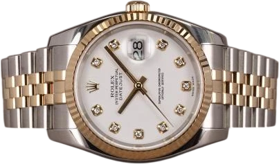 Title: Datejust G/S 116233 - Diamant skive (New)
Brand: Rolex
Model: Datejust G/S
Ref: 116233
Category: Dress
Diameter: 36mm
Functions: Dato
Year: 2011
Price: 73000
Condition: 8.0
Dial Color: Hvid
Strap: Metal
Case material: Stål
Gender: Herre
Match: 100.0%
Billedet er ejet af Chrono (947021) Et Rolex ur