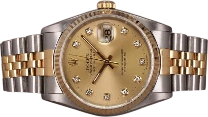 Titel: Datejust G/S 16233 - Diamant skive - 8/1999 (Nyhed)
Mærke: Rolex
Model: Datejust G/S Diamant
Ref.: 16233
Kategori: Dress
Diameter: 36mm
Funktioner: Dato
Årgang: 1999
Pris: 53000
Stand: 8.0 (Brugt)
Skivefarve: Gul
Rem: Metal
Kassemateriale: Stål
Køn: Herre
Match: 100.0%
Billedet ejes af Chrono (961611) Et Rolex ur