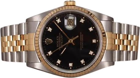 Titel: Datejust G/S 16233 - Diamant skive - 6/1993 (Nyhed)
Mærke: Rolex
Model: Datejust G/S
Ref.: 16233
Årgang: 1993
Tilbehør: Papirer
Stand: 9.0 (Brugt)
Pris: 52.000 kr.
Diameter: 36mm
Funktioner: Dato
Skivefarve: Sort
Rem: Metal
Kassemateriale: Stål
Kategori: Dress
Køn: Herre
Match: 100.0%
Billedet ejes af Chrono (1023122) Et Rolex ur