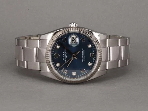 Title: Oyster Perpetual Date - 115234
Brand: Rolex
Model: Date 34mm
Ref: 115234
Category: Dress
Diameter: 34mm
Functions: Dato
Year: 2011
Price: 55000
Condition: 8.0
Dial Color: Blå
Strap: Metal
Case material: Andet
Gender: Dame
Match: 100.0%
Billedet er ejet af Chrono (163909) Et Rolex ur