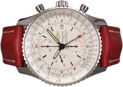 Title: Navitimer World - on hold
Brand: Breitling
Model: Navitimer World GMT
Ref: A24322
Category: Pilot
Diameter: 46mm
Functions: Kronograf, GMT, Dato
Year:
Price: 25000
Condition: 8.0
Dial Color: Sølv
Strap: Læder
Case material: Stål
Gender: Herre
Match: 100.0%
Billedet er ejet af Chrono (100982) Et Breitling ur