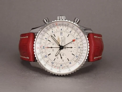 Title: Navitimer World - on hold
Brand: Breitling
Model: Navitimer World GMT
Ref: A24322
Category: Pilot
Diameter: 46mm
Functions: Kronograf, GMT, Dato
Year: null
Price: 25000
Condition: undefined
Dial Color: Sølv
Strap: Læder
Case material: Stål
Gender: Herre
Match: 100.0%
Billedet er ejet af Chrono (100982) Et Breitling ur