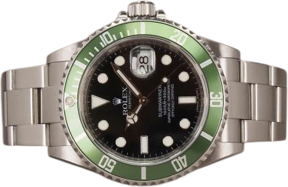 Titel: Submariner 16610LV "Kermit" – M serie (Nyhed)
Mærke: Rolex
Model: Submariner 16610LV "Kermit"
Ref.: 16610LV
Årgang: 2007
Tilbehør:
Stand: 8.0 (Brugt)
Pris: 83.000 kr.
Diameter: 40mm
Funktioner: Dato
Skivefarve: Sort
Rem: Metal
Kassemateriale: Stål
Kategori: Dykker
Køn: Herre
Match: 100.0%
Billedet ejes af Chrono (1126898) Et Rolex ur