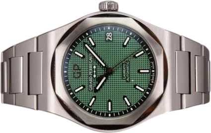 Title: Girard Perregaux Laureato - 1/2023 (New)
Brand: Girard-Perregaux
Model: Laureato
Ref: 81010-11-3153-1CM
Category: Sport
Diameter: 42mm
Functions: Dato
Year: 2023
Price: 55000
Condition: 9.0
Dial Color: Grøn
Strap: Metal
Case material: Stål
Gender: Herre
Match: 100.0%
Billedet er ejet af Chrono (884400) Et Girard-Perregaux ur