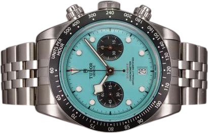 Titel: Black Bay Chrono "Flamingo Blue" 790360N
Mærke: Tudor
Model: Black Bay Chrono "Flamingo Blue"
Ref.: M79360N-0024
Kategori: Racing
Diameter: 41mm
Funktioner: Kronograf, Dato
Årgang: 2025
Pris: 60000
Stand: 9.0 (Brugt)
Skivefarve: Blå
Rem: Metal
Kassemateriale: Stål
Køn: Herre
Match: 100.0%
Billedet ejes af Chrono (777403) Et Tudor ur