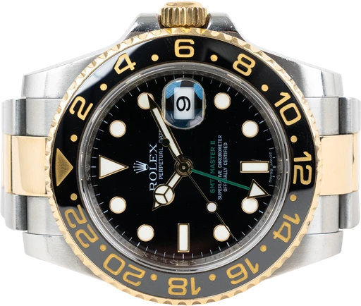 Title: Gmt Master II G/S (New)
Brand: Rolex
Model: Gmt Master II G/S
Ref: 116713LN
Category: Sport
Diameter: 40mm
Functions: GMT, Dato
Year: 2008
Price: 79999
Condition: 7.0
Dial Color: Sort
Strap: Metal
Case material: Stål
Gender: Herre
Match: 100.0%
Billedet er ejet af Chrono Collective (898684) Et Rolex ur