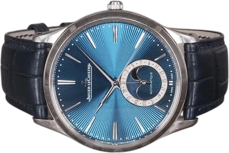 Title: Master Ultra Thin Moon Enamel
Brand: Jaeger-LeCoultre
Model: Ultra Thin Moon Enamel WG
Ref: Q13635E1
Category: Dress
Diameter: 39mm
Functions: Dato, Månefase
Year: 2020
Price: 330000
Condition: 9.0
Dial Color: Blå
Strap: Læder
Case material: Guld
Gender: Herre
Match: 100.0%
Billedet er ejet af Chrono (101322) Et Jaeger-LeCoultre ur