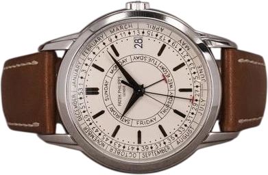 Titel: Calatrava Weekly Calendar (Nyhed)
Mærke: Patek Philippe
Model: Calatrava Weekly Calendar
Ref.: 5212A-001
Kategori: Dress
Diameter: 40mm
Funktioner: Dato, Ugedag
Årgang: 2020
Pris: 222000
Stand: 9.0 (Brugt)
Skivefarve: Sølv
Rem: Læder
Kassemateriale: Stål
Køn: Herre
Match: 100.0%
Billedet ejes af Chrono (953302) Et Patek Philippe ur