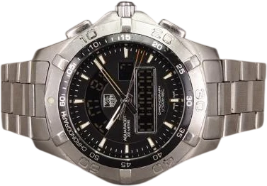 Title: Aquaracer - CAF1010-0
Brand: Tag Heuer
Model: Aquaracer
Ref: CAF1010-0
Category: Dykker
Diameter: 45mm
Functions: Kronograf, GMT
Year: 2012
Price: 6000
Condition: 8.0
Dial Color: Sort
Strap: Metal
Case material: Stål
Gender: Herre
Match: 100.0%
Billedet er ejet af Chrono (141088) Et Tag Heuer ur