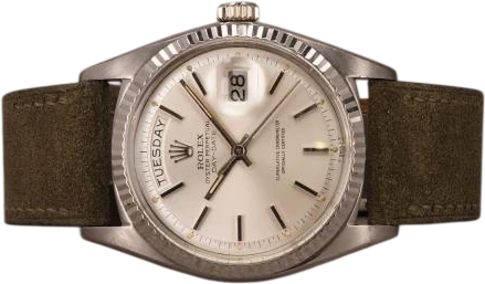 Titel: Day-Date WG 1803 (Nyhed)
Mærke: Rolex
Model: Day-Date WG
Ref.: 1803
Årgang: 1963
Tilbehør: Boks
Stand: 8.0 (Brugt)
Pris: 82.000 kr.
Diameter: 36mm
Funktioner: Dato, Ugedag
Skivefarve: Hvid
Rem: Læder
Kassemateriale: Guld
Kategori: Dress
Køn: Herre
Match: 100.0%
Billedet ejes af Chrono (1023124) Et Rolex ur