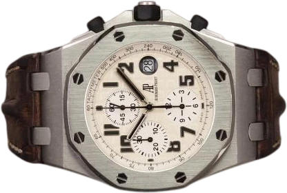 Title: ROO Safari 26170ST
Brand: Audemars Piguet
Model: Royal Oak Offshore Chronograph
Ref: 26170ST.OO.D091CR.01
Category: Racing
Diameter: 42mm
Functions: Kronograf, Dato
Year: 2013
Price: 140000
Condition: 8.0
Dial Color: Hvid
Strap: Læder
Case material: Stål
Gender: Herre
Match: 100.0%
Billedet er ejet af Chrono (102702) Et Audemars Piguet ur