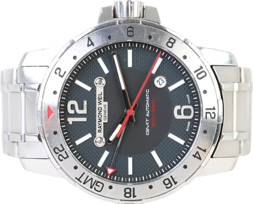 Title: Nabucco GMT
Brand: Raymond Weil
Model: Nabucco GMT
Ref: 3800
Category: Sport
Diameter: 44mm
Functions: Dato, GMT
Year:
Price: 4499
Condition: 7.0
Dial Color: Sort
Strap: Metal
Case material: Stål
Gender: Herre
Match: 100.0%
Billedet er ejet af Chrono Collective (146521) Et Raymond Weil ur