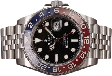 Titel: GMT-Master II 126710BLRO - 25 service (Pepsi)
Mærke: Rolex
Model: GMT-Master II
Ref.: 126710BLRO
Årgang: 2019
Tilbehør: Boks og Papirer
Stand: 8.0 (Brugt)
Pris: 160.000 kr.
Diameter: 40mm
Funktioner: GMT, Dato
Skivefarve: Sort
Rem: Metal
Kassemateriale: Stål
Kategori: Pilot
Køn: Herre
Match: 100.0%
Billedet ejes af Chrono (978407) Et Rolex ur