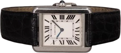 Title: Tank Solo 3170
Brand: Cartier
Model: Tank Solo
Ref: 3170
Category: Dress
Diameter: 24mm
Functions: Dato
Year:
Price: 19000
Condition: 8.0
Dial Color: Hvid
Strap: Læder
Case material: Stål
Gender: Dame
Match: 100.0%
Billedet er ejet af Chrono (559465) Et Cartier ur