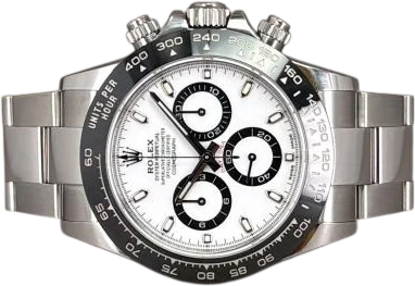 Titel: Daytona 116500LN - 3/2022 (Panda) (Nyhed)
Mærke: Rolex
Model: Daytona
Ref.: 116500LN
Årgang: 2022
Tilbehør: Boks og Papirer
Stand: 8.0 (Brugt)
Pris: 195.000 kr.
Diameter: 40mm
Funktioner: Kronograf
Skivefarve: Hvid
Rem: Metal
Kassemateriale: Stål
Kategori: Racing
Køn: Herre
Match: 100.0%
Billedet ejes af Chrono (1030596) Et Rolex ur
