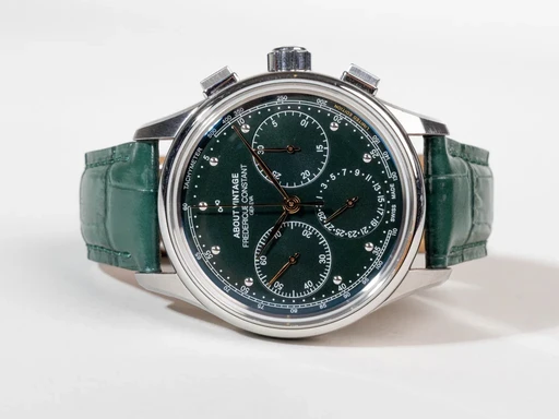 Title: x About Vintage 1988
Brand: Frederique Constant
Model: Flyback Chronograph Manufacture
Ref: FC-760DG4H6
Category: Racing
Diameter: 42mm
Functions: Kronograf
Year:
Price: 14999
Condition: 7.0
Dial Color: Grøn
Strap: Læder
Case material: Stål
Gender: Herre
Match: 100.0%
Billedet er ejet af Chrono Collective (494722) Et Frederique Constant ur