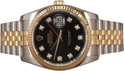 Titel: Datejust G/S 116233 – Diamant skive – 6/2016 (Nyhed)
Mærke: Rolex
Model: Datejust G/S
Ref.: 116233
Årgang: 2016
Tilbehør: Boks og Papirer
Stand: 8.0 (Brugt)
Pris: 75.000 kr.
Diameter: 36mm
Funktioner: Dato
Skivefarve: Sort
Rem: Metal
Kassemateriale: Guld
Kategori: Dress
Køn: Unisex
Match: 100.0%
Billedet ejes af Chrono (1166937) Et Rolex ur
