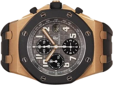 Titel: Royal Oak Offshore 25940OK (Nyhed)
Mærke: Audemars Piguet
Model: Royal Oak Offshore Rubberclad
Ref.: 25940OK.OO.D002CA.01
Årgang: 2011
Tilbehør: Boks og Papirer
Stand: 8.0 (Brugt)
Pris: 205.000 kr.
Diameter: 42mm
Funktioner: Kronograf, Dato
Skivefarve: Grå
Rem: Gummi
Kassemateriale: Guld
Kategori: Sport
Køn: Herre
Match: 100.0%
Billedet ejes af Chrono (1119453) Et Audemars Piguet ur