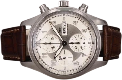Title: Pilot Chronograph IW371701
Brand: IWC
Model: Pilot Spitfire Chronograph
Ref: IW371702
Category: Pilot
Diameter: 42mm
Functions: Kronograf, Dato, Ugedag
Year: 2007
Price: 29500
Condition: 8.0
Dial Color: Sølv
Strap: Læder
Case material: Stål
Gender: Herre
Match: 100.0%
Billedet er ejet af Chrono (701312) Et IWC ur
