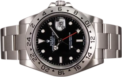 Title: Explorer II 16570 - F serie
Brand: Rolex
Model: Explorer II
Ref: 16570
Category: Sport
Diameter: 40mm
Functions: GMT, Dato
Year: 2003
Price:
Condition: 9.0
Dial Color: Sort
Strap: Metal
Case material: Stål
Gender: Herre
Match: 100.0%
Billedet er ejet af Chrono (559460) Et Rolex ur