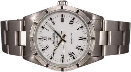 Title: Airking - 14010
Brand: Rolex
Model: Airking
Ref: 14010
Category: Dress
Diameter: 34mm
Functions:
Year: 1995
Price: 30000
Condition: 8.0
Dial Color: Hvid
Strap: Metal
Case material: Stål
Gender: Herre
Match: 100.0%
Billedet er ejet af Chrono (270597) Et Rolex ur