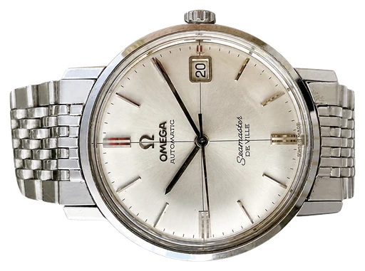 Titel: Vintage Seamaster De Ville Automatic Date + Beads of Rice-lænke (Nyhed)
Mærke: Omega
Model: Seamaster De Ville Automatic Date
Ref.: null
Årgang: 1965
Tilbehør:
Pris: 15.995 kr.
Diameter: 34mm
Funktioner: Dato
Skivefarve: Sølv
Rem: Metal
Kassemateriale: Stål
Kategori: Dress
Køn: Unisex
Match: 100.0%
Billedet ejes af Cph Vintage Watches (1128635) Et Omega ur