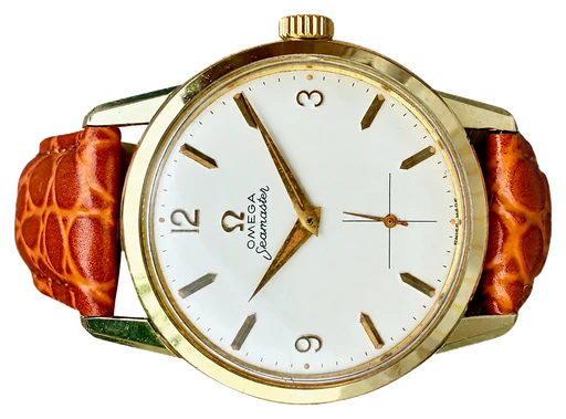 Titel: Vintage Seamaster (Nyhed)
Mærke: Omega
Model: Seamaster
Ref.: null
Årgang: 1959
Tilbehør:
Pris: 11.995 kr.
Diameter: 35mm
Funktioner:
Skivefarve: Hvid
Rem: Læder
Kassemateriale: Guld
Kategori: Dress
Køn: Unisex
Match: 100.0%
Billedet ejes af Cph Vintage Watches (1111622) Et Omega ur