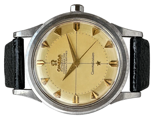 Titel: Vintage Constellation Arrowhead + Boks (Nyhed)
Mærke: Omega
Model: Constellation Arrow Head
Ref.: null
Årgang: 1954
Tilbehør: Boks
Pris: 25.995 kr.
Diameter: 34mm
Funktioner:
Skivefarve: Guld
Rem: Læder
Kassemateriale: Stål
Kategori: Dress
Køn: Unisex
Match: 100.0%
Billedet ejes af Cph Vintage Watches (1224413) Et Omega ur