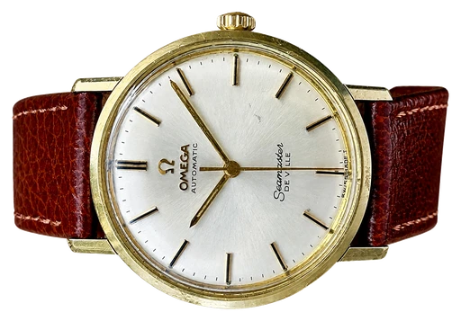 Titel: Vintage Seamaster De Ville
Mærke: Omega
Model: Seamaster De Ville
Ref.: null
Årgang: 1965
Tilbehør:
Pris: 10.495 kr.
Diameter: 34mm
Funktioner: Dato
Skivefarve: Sølv
Rem: Læder
Kassemateriale: Guld
Kategori: Dress
Køn: Unisex
Match: 100.0%
Billedet ejes af Cph Vintage Watches (1172610) Et Omega ur