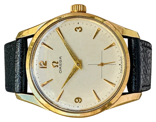 Titel: Vintage Sub Second (Nyhed)
Mærke: Omega
Model: Sub Second
Ref.: null
Årgang: 1954
Tilbehør:
Pris: 11.995 kr.
Diameter: 35mm
Funktioner:
Skivefarve: Hvid
Rem: Læder
Kassemateriale: Guld
Kategori: Dress
Køn: Unisex
Match: 100.0%
Billedet ejes af Cph Vintage Watches (1211038) Et Omega ur