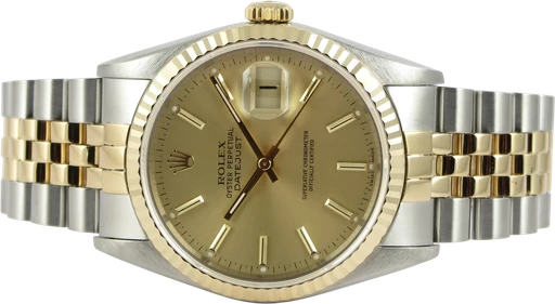 Titel: Datejust 36 G/S 16233 (Nyhed)
Mærke: Rolex
Model: Datejust
Ref.: 16233
Årgang: 1991
Tilbehør: Boks og Papirer
Stand: 9.0 (Brugt)
Pris: 52.990 kr.
Diameter: 36mm
Funktioner: Dato
Skivefarve: Guld
Rem: Metal
Kassemateriale: Guld
Kategori: Dress
Køn: Herre
Match: 100.0%
Billedet ejes af Dreamwatch (1055908) Et Rolex ur
