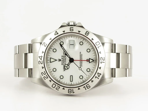 Title: Explorer II 16570
Brand: Rolex
Model: Explorer II
Ref: 16570
Category: Sport
Diameter: 40mm
Functions: Dato, GMT
Year: 1999
Price: 49990
Condition: undefined
Dial Color: Hvid
Strap: Metal
Case material: Stål
Gender: Herre
Match: 100.0%
Billedet er ejet af Dreamwatch (300976) Et Rolex ur