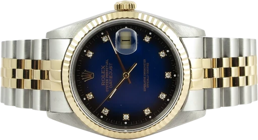 Title: Datejust G/S 16233
Brand: Rolex
Model: Datejust
Ref: 16233
Category: Dress
Diameter: 36mm
Functions: Dato
Year: 1989
Price: 56990
Condition: 9.0
Dial Color: Blå
Strap: Metal
Case material: Guld
Gender: Herre
Match: 100.0%
Billedet er ejet af Dreamwatch (468241) Et Rolex ur