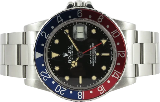 Title: GMT-Master 16750 (Pepsi)
Brand: Rolex
Model: GMT-Master
Ref: 16750
Category: Pilot
Diameter: nullmm
Functions: Dato, GMT
Year: 1984
Price: 94990
Condition: 9.0
Dial Color: Sort
Strap: Metal
Case material: Stål
Gender: Herre
Match: 100.0%
Billedet er ejet af Dreamwatch (506934) Et Rolex ur