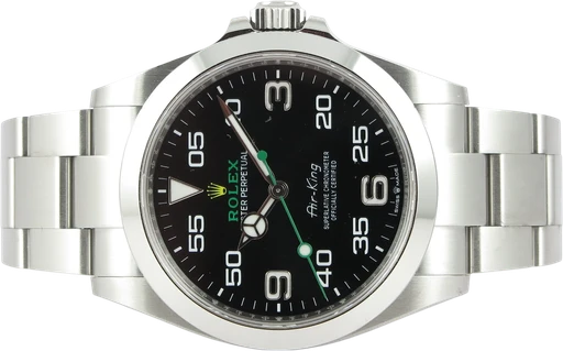 Titel: Air-King 2023 (Nyhed)
Mærke: Rolex
Model: Air-King
Ref.: 126900
Årgang: 2023
Tilbehør: Boks og Papirer
Stand: 9.0 (Brugt)
Pris: 55.990 kr.
Diameter: 40mm
Funktioner:
Skivefarve: Sort
Rem: Metal
Kassemateriale: Stål
Kategori: Pilot
Køn: Herre
Match: 100.0%
Billedet ejes af Dreamwatch (1023776) Et Rolex ur